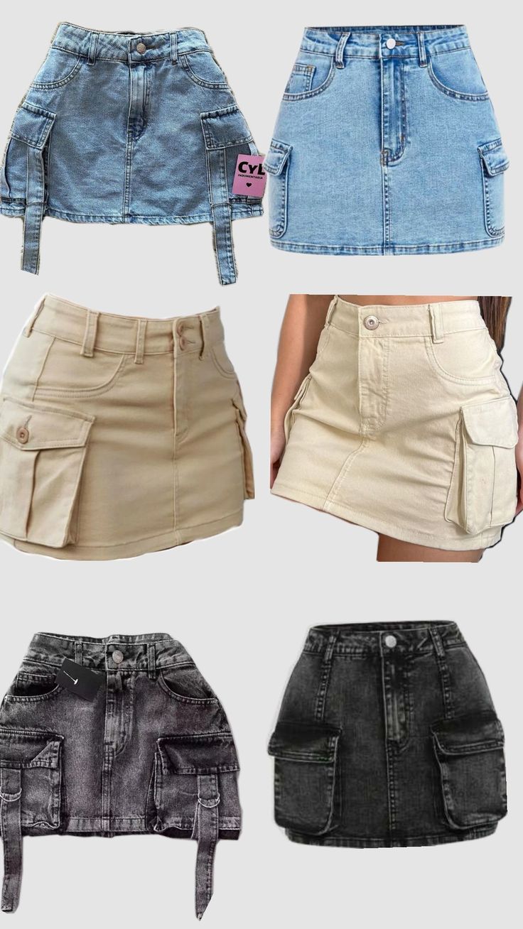 Cargo Denim Mini Skirt